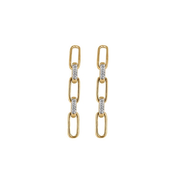Paper Clip Earrings With .15 Carat TW Of Diamonds In 10kt Yellow Gold - Picture 4 of 5